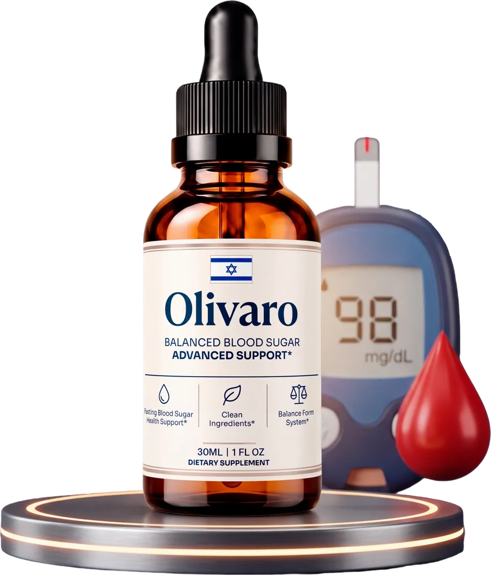 Olivaro dropper bottle next to a glucose meter
